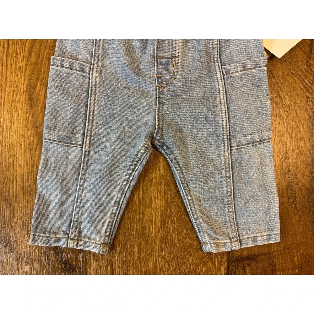 H&M Baby Boy Girl Jeans‎ 6 Months Blue Patch Pocket Denim Toddler New With Tags